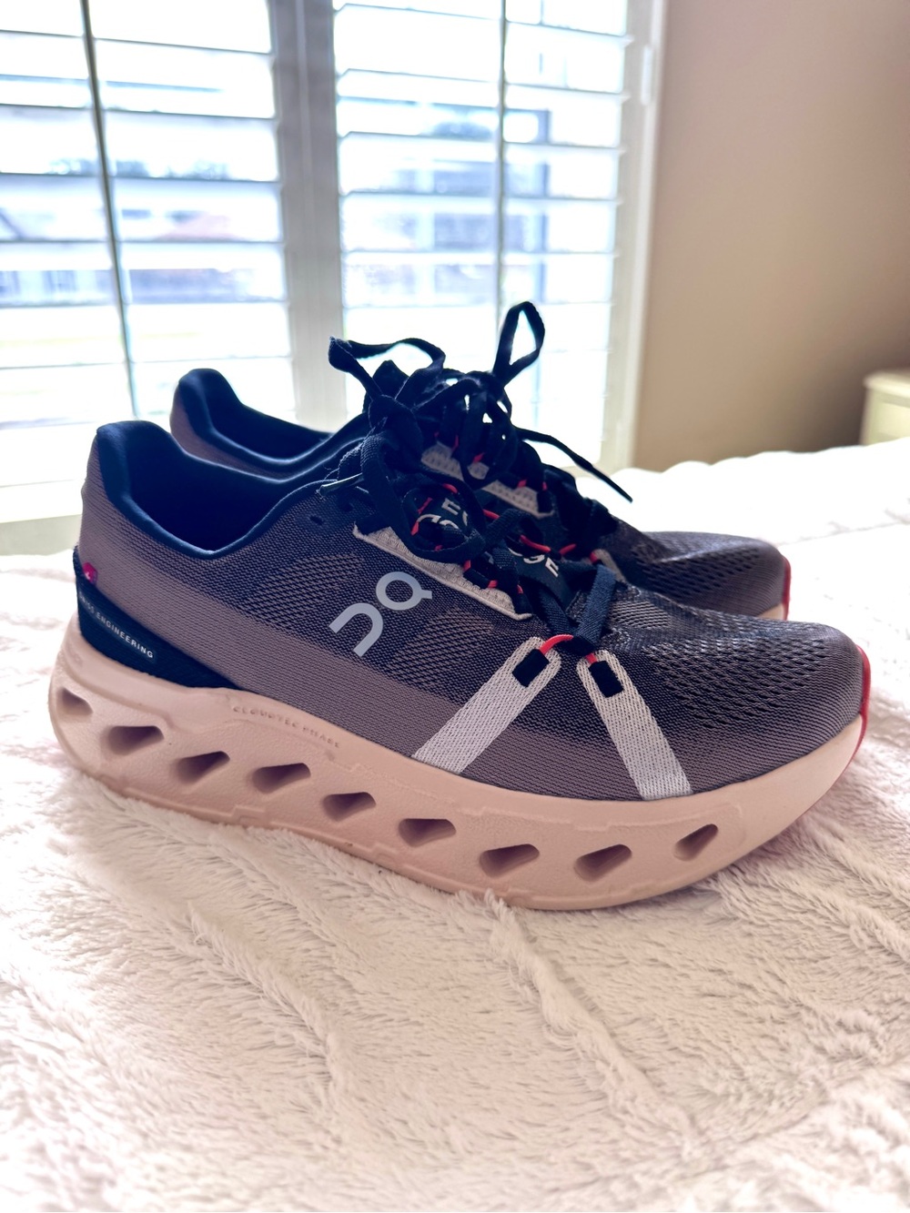 EUC On Cloudmonster Women’s Running Shoes Gray/Taupe/orange - size 8 B